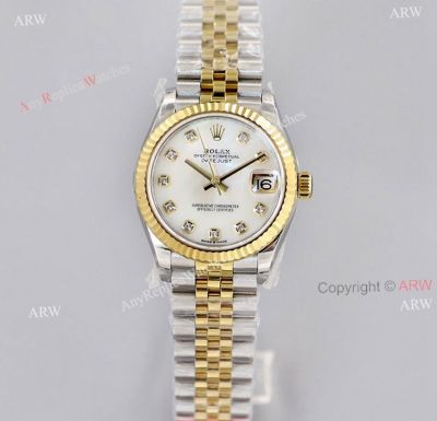 (EWF) Rolex 31mm Datejust Two Tone White Mop Dial With Diamond Markers Replica Watch